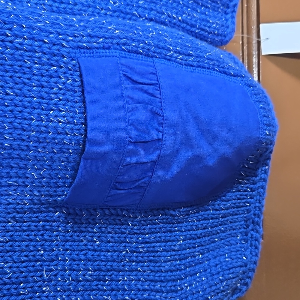 Pure Handknit-Royal blue sweater with each button different down front Sz - Picture 6 of 13